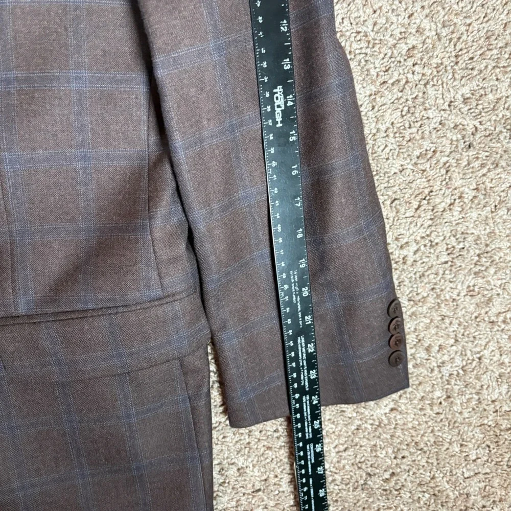 Brooks Brothers 1818 Madison Brown Windowpane Saxon Wool Blazer Sport Coat 46R